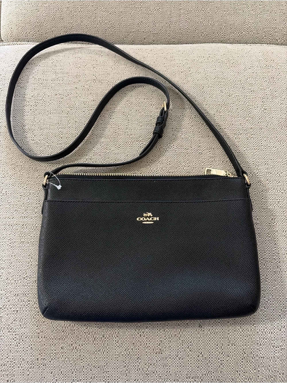 Coach Black Leather Crossbody with Gold Hardware